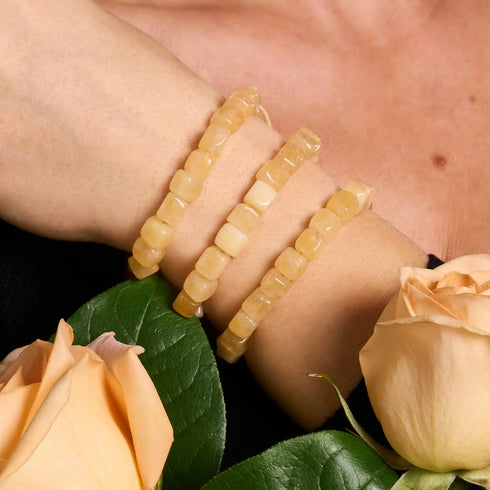 Gelber Quarz | Silber | Edelstein-Kieselstein-Makramee-Armband